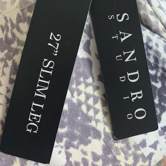 Sandro Women's Pants 27" Slim Leg Ankle Cream Gray Snake Print Size 14 - Picture 6 of 9